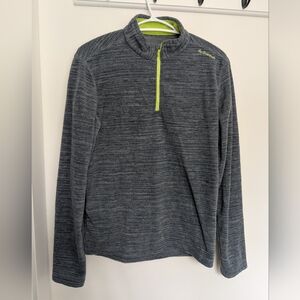 Fleece Quechua Heathered Gray Zipper Sweater Climbing, Hiking, Skiing, Camping